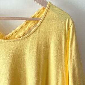 Roaman's Yellow Ultimate Crisscross Back Tunic Top Short Sleeve Size 1X